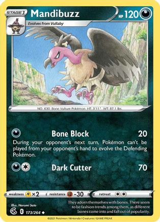 Mandibuzz 173/264 - SWSH08 Fusion Strike Reverse Holofoil
