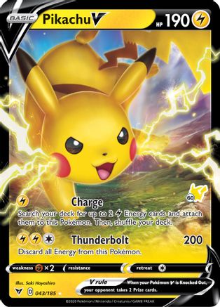 Pikachu V (# Pikachu Stamped) 043/185 - Battle Academy 2022 Holofoil