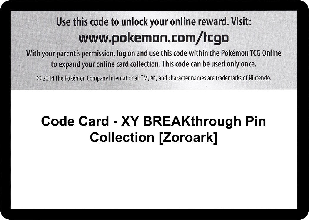 Code Card - XY BREAKthrough Pin Collection [Zoroark] (XY - BREAKthrough) (BKT)