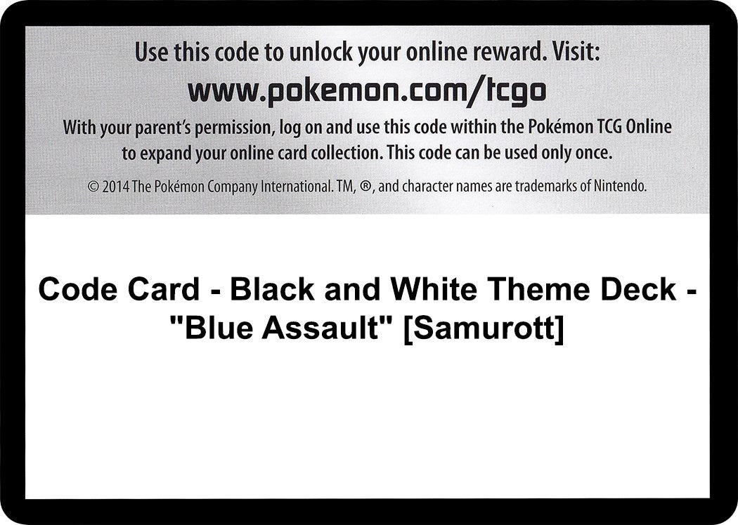 Code Card - Black and White Theme Deck - "Blue Assault" [Samurott] (Black and White) (BLW)