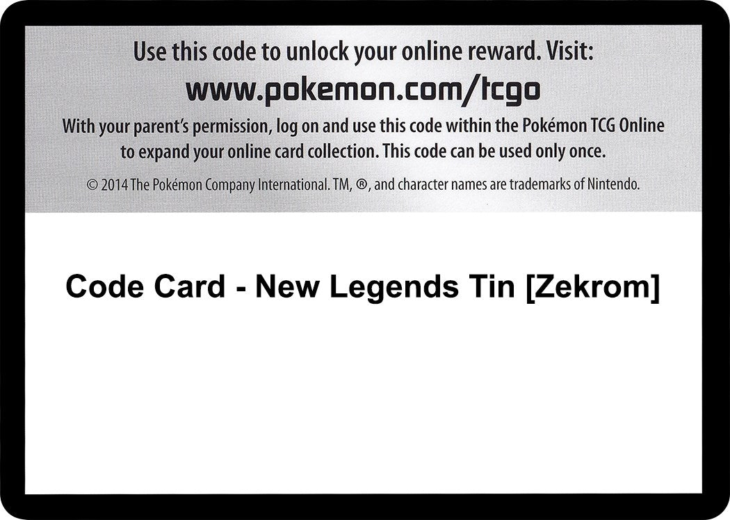 Code Card - New Legends Tin [Zekrom] (Black and White) (BLW)