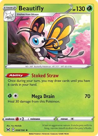 Beautifly 008/196 - SWSH11 Lost Origin Reverse Holofoil