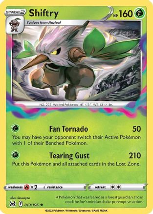 Shiftry 013/196 - SWSH11 Lost Origin Reverse Holofoil