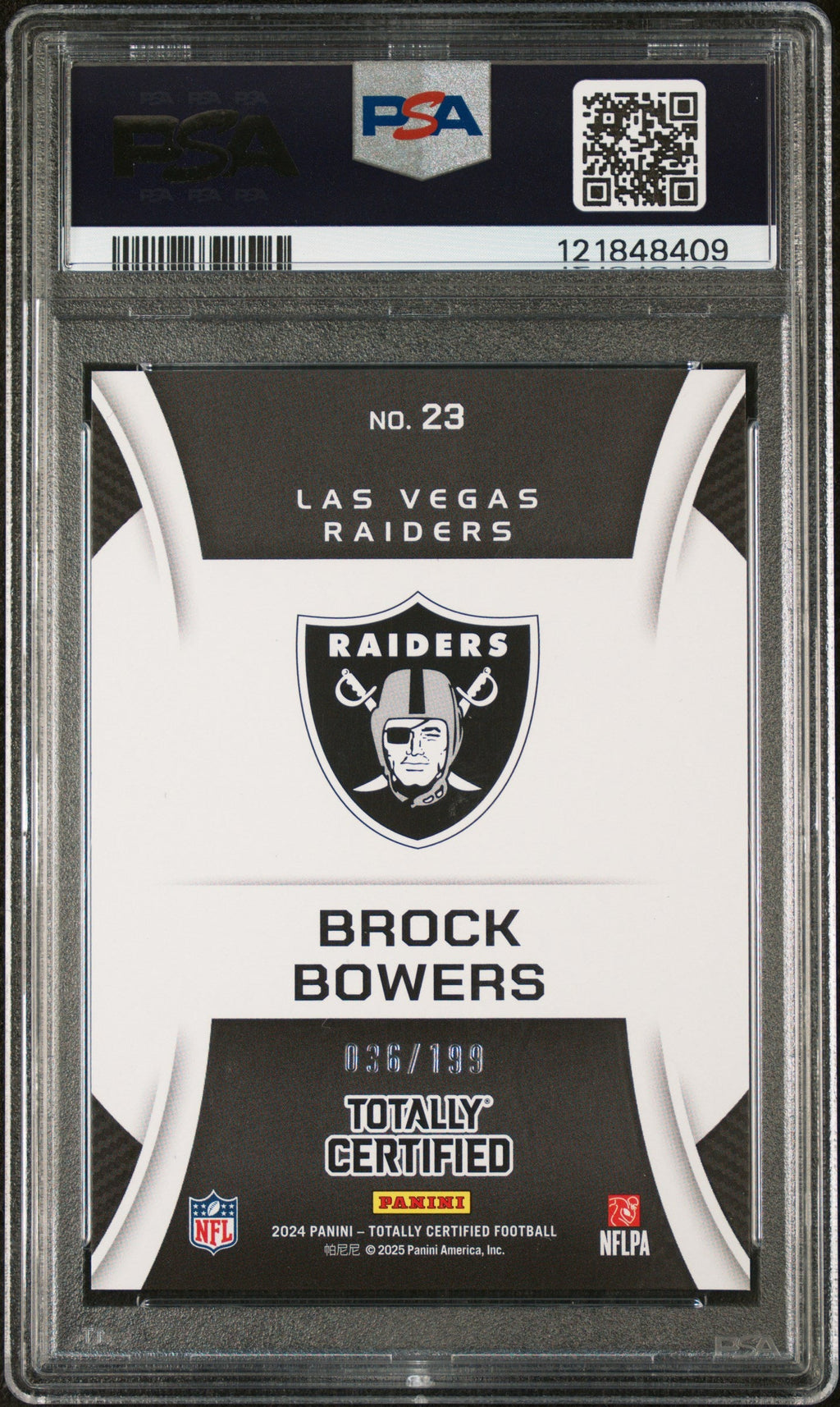 Graded 2024 Panini Totally Certified Brock Bowers #23 Sunday Special Blue /199 Rookie RC Football Card PSA 10 Gem Mint