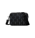 Christian Dior Zipped Pouch with Strap Black Coated Cotton Canvas with CD Diamond Print