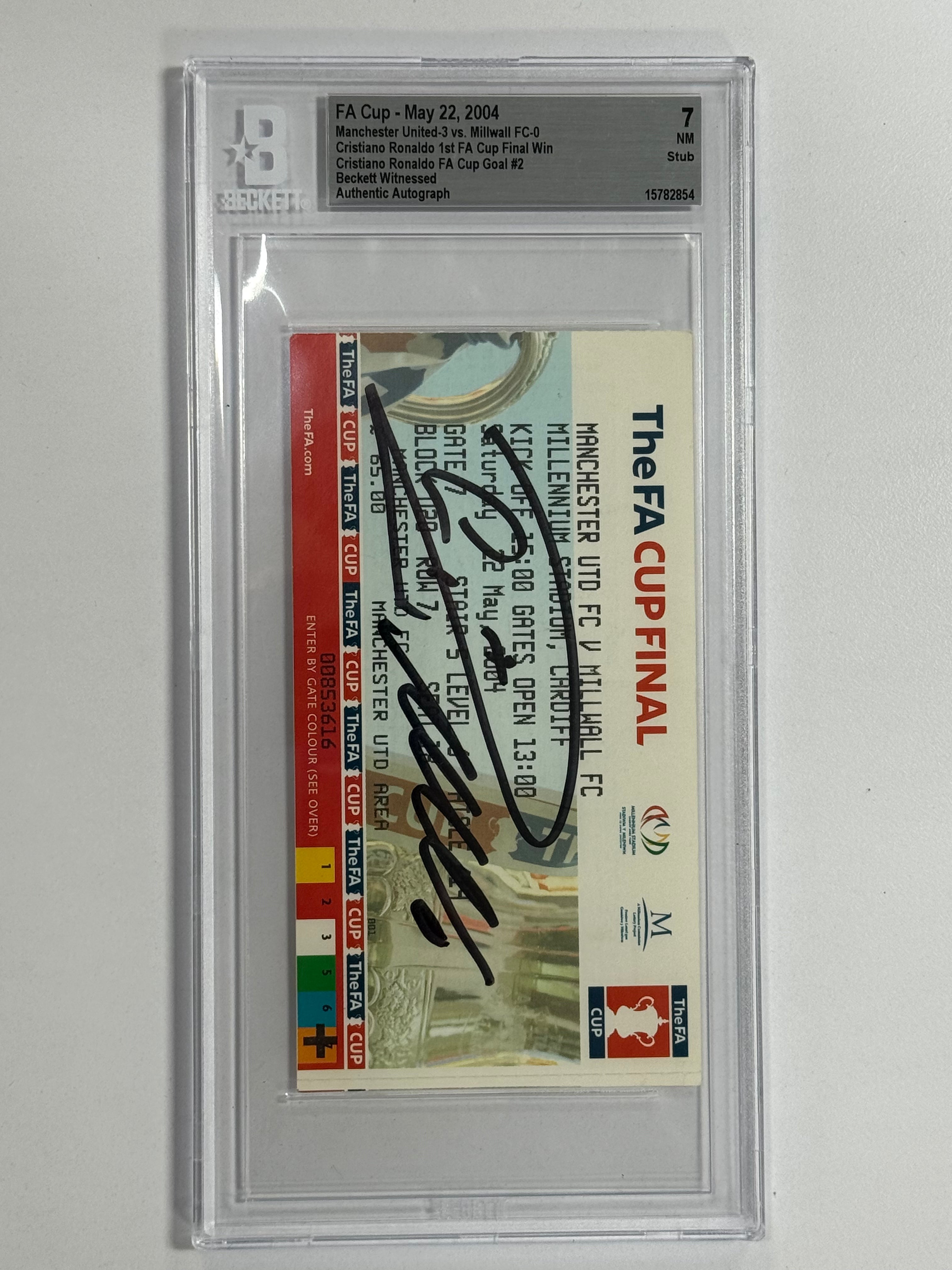 Cristiano Ronaldo Signed 2004 First FA Cup Win and Goal #2 Match Ticket - Beckett Witnessed 7