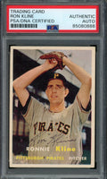 Ron Kline Signed 1957 Topps Trading Card #256 Pirates PSA/DNA 184002