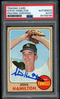 1968 TOPPS Steve Hamilton #496 Authentic Card Signed New York Yankees PSA/DNA