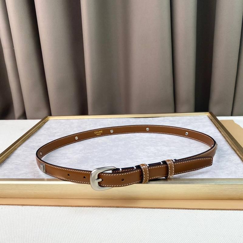 Celine Women Silver Buckle Belt 'Brown'