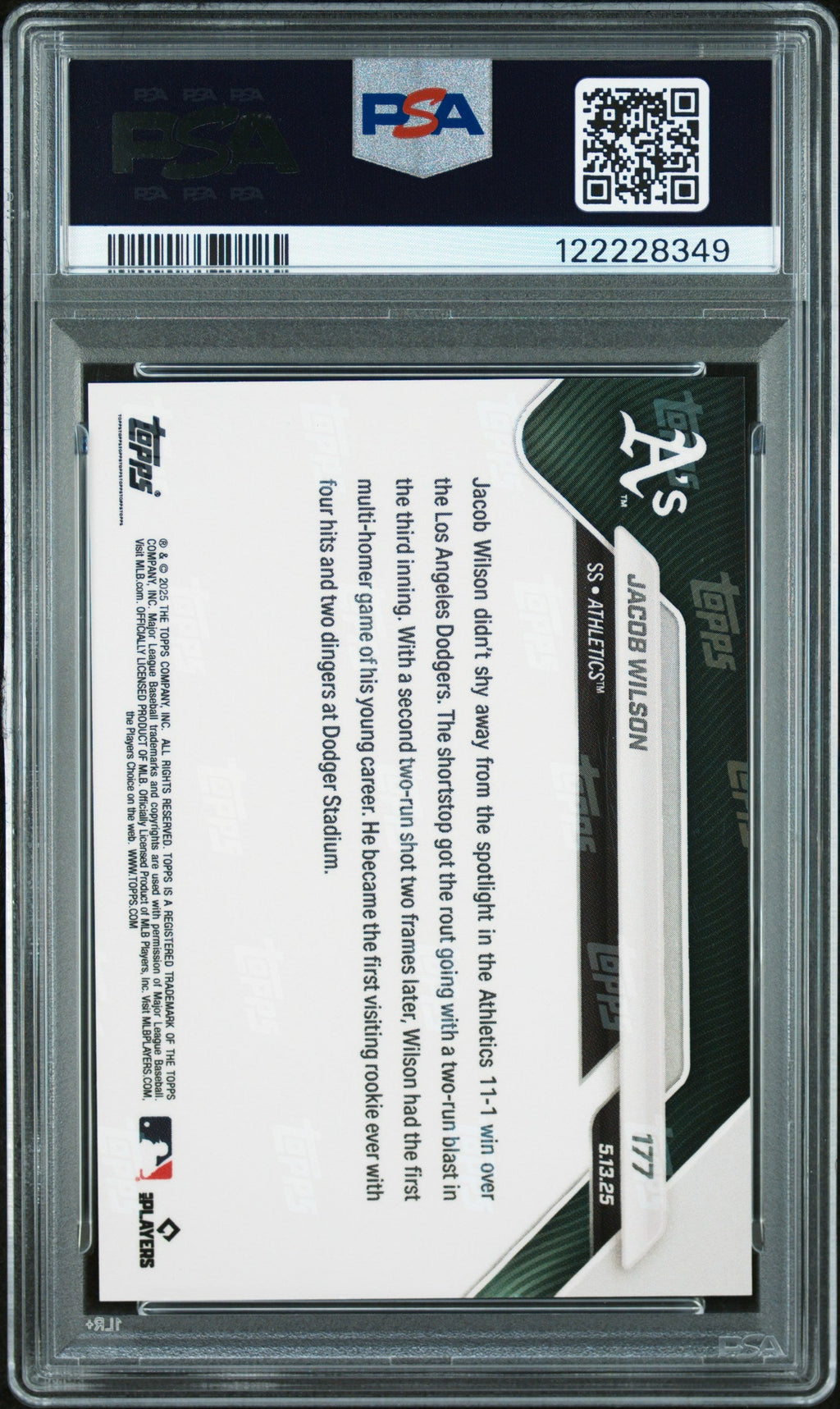Graded 2025 Topps Now Jacob Wilson #177 Gold /50 Rookie RC Baseball Card PSA 10 Gem Mint