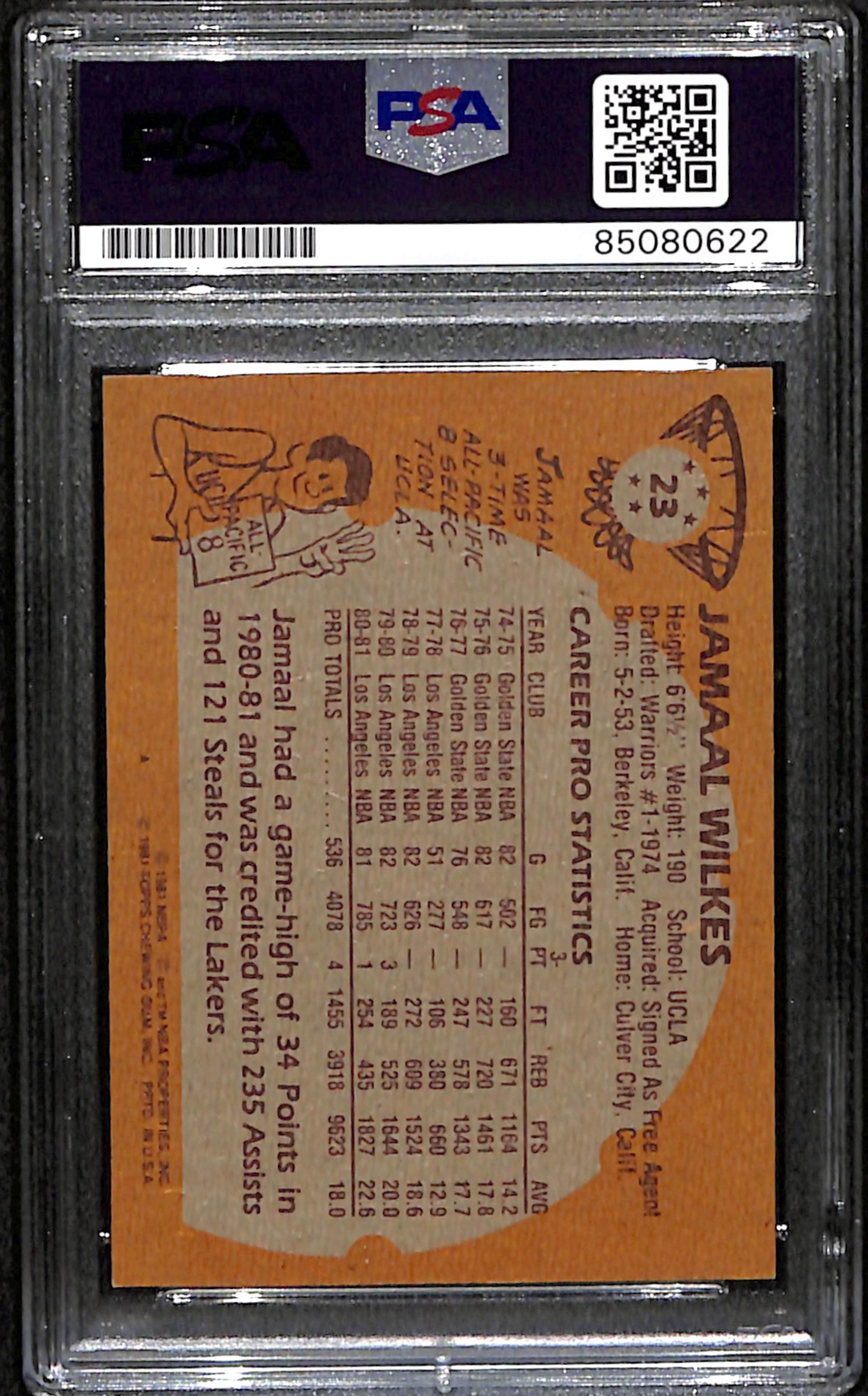 Jamaal Wilkes Signed 1981 Topps Card #23 Los Angeles Lakers PSA/DNA 185078