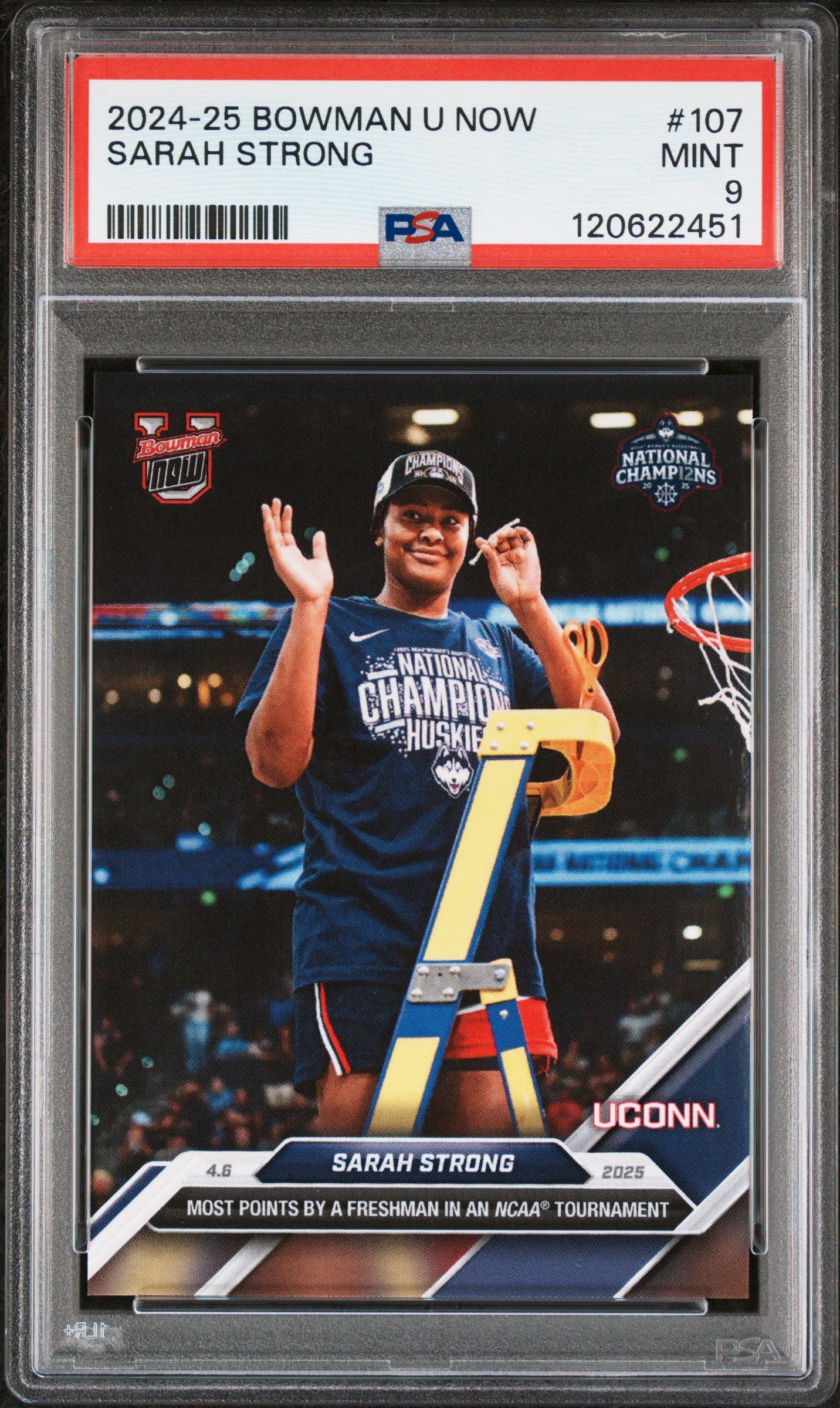 Graded 2024 Topps Bowman U Now Sarah Strong #107 Rookie RC Basketball Card PSA 9 Mint