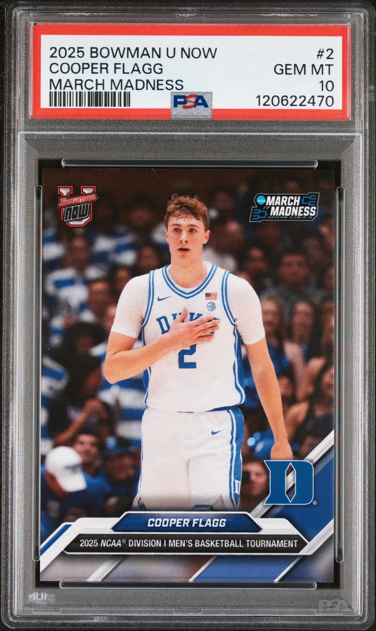 Graded 2025 Topps Bowman U Now Cooper Flagg #2 March Madness Rookie RC Basketball Card PSA 10 Gem Mint
