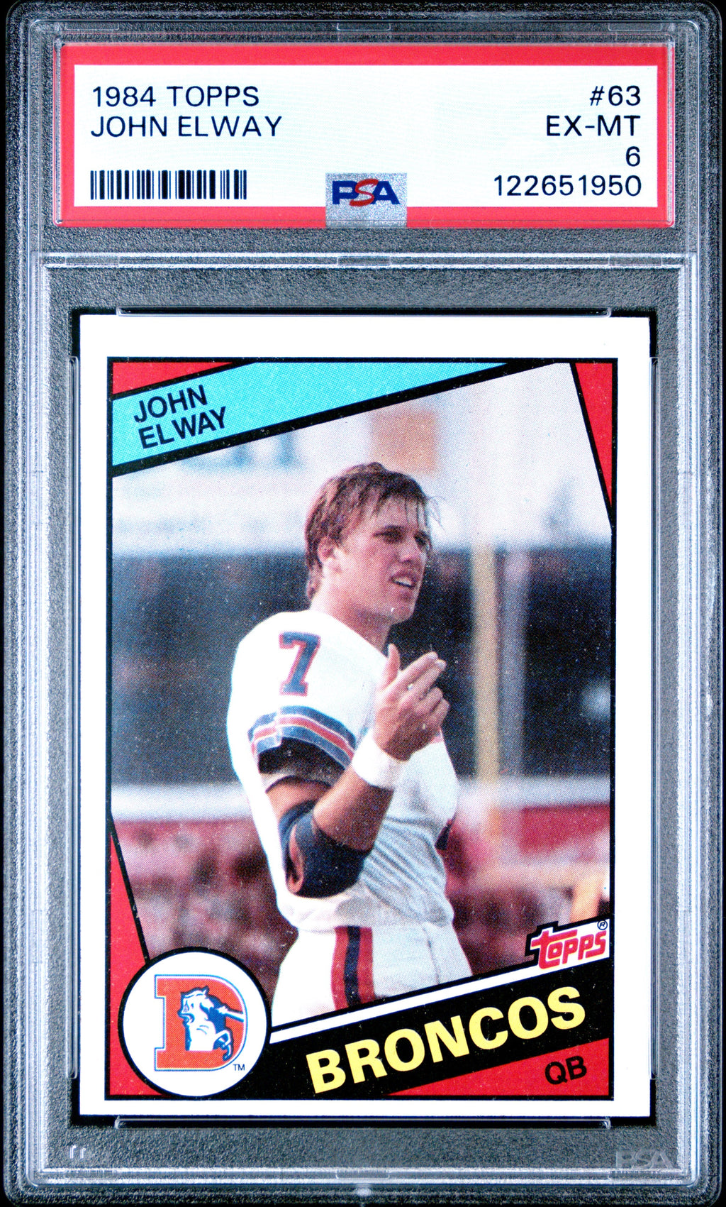 Graded 1984 Topps John Elway #63 Rookie RC Football Card PSA 6 Excellent