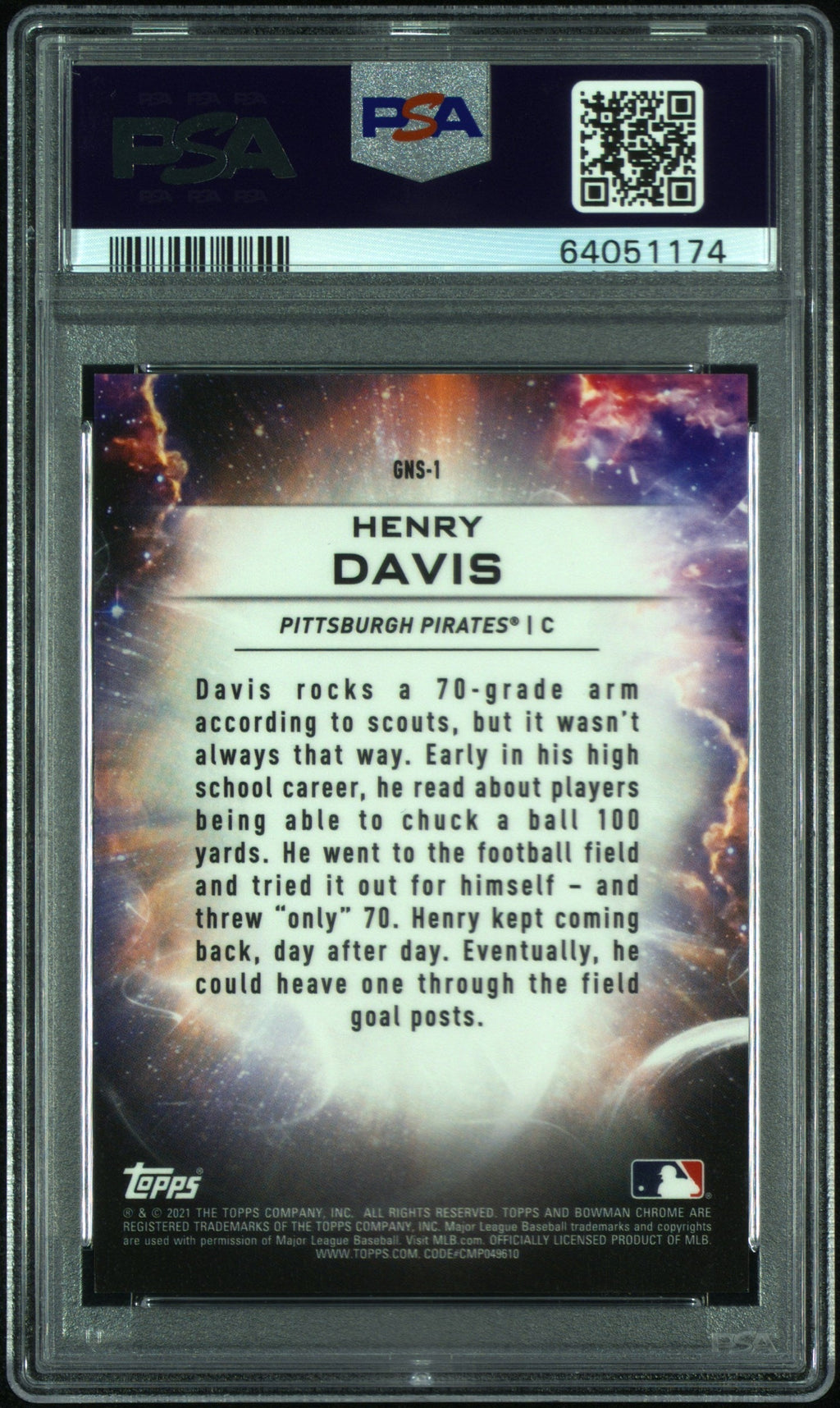 Graded 2021 Topps Bowman Draft Henry Davis #GNS1 Genesis Gold Refractor /50 Rookie RC Baseball Card PSA 10 Gem Mint
