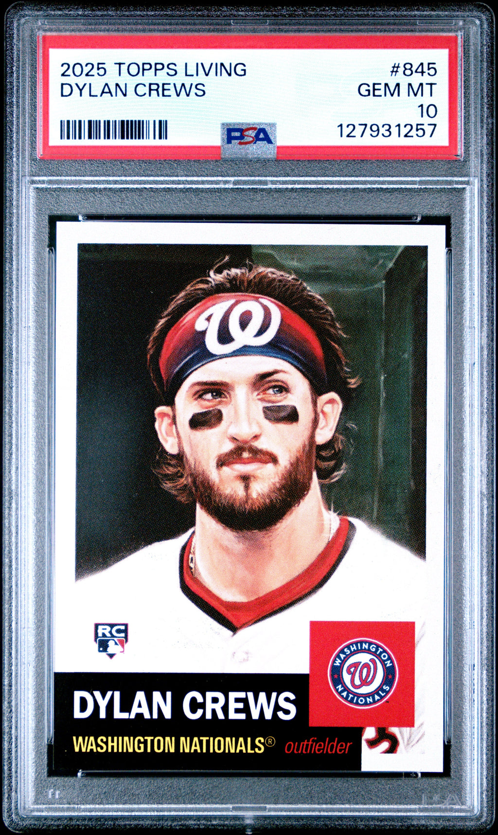 Graded 2025 Topps Living Dylan Crews #845 Rookie RC Baseball Card PSA 10 Gem Mint