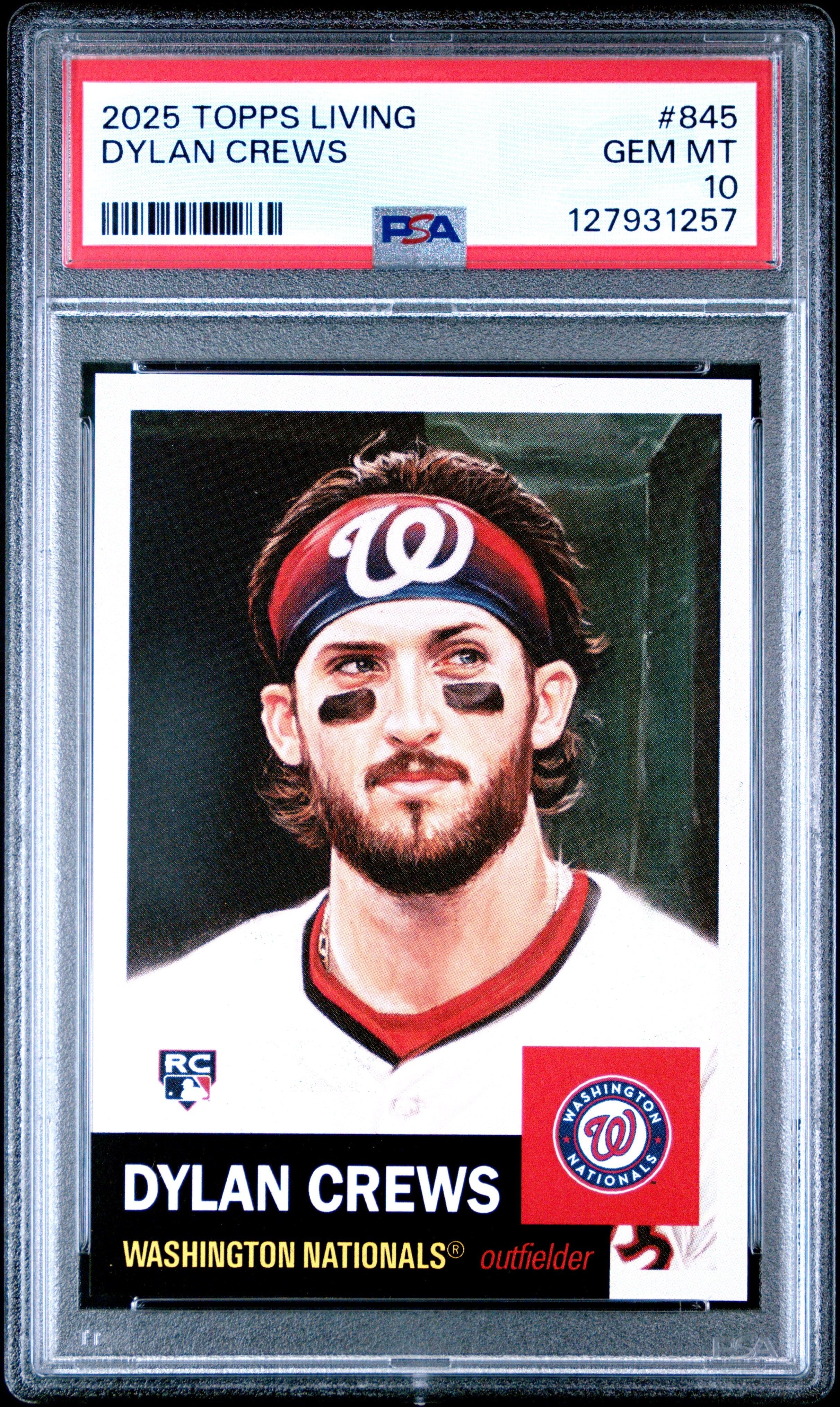 Graded 2025 Topps Living Dylan Crews #845 Rookie RC Baseball Card PSA 10 Gem Mint