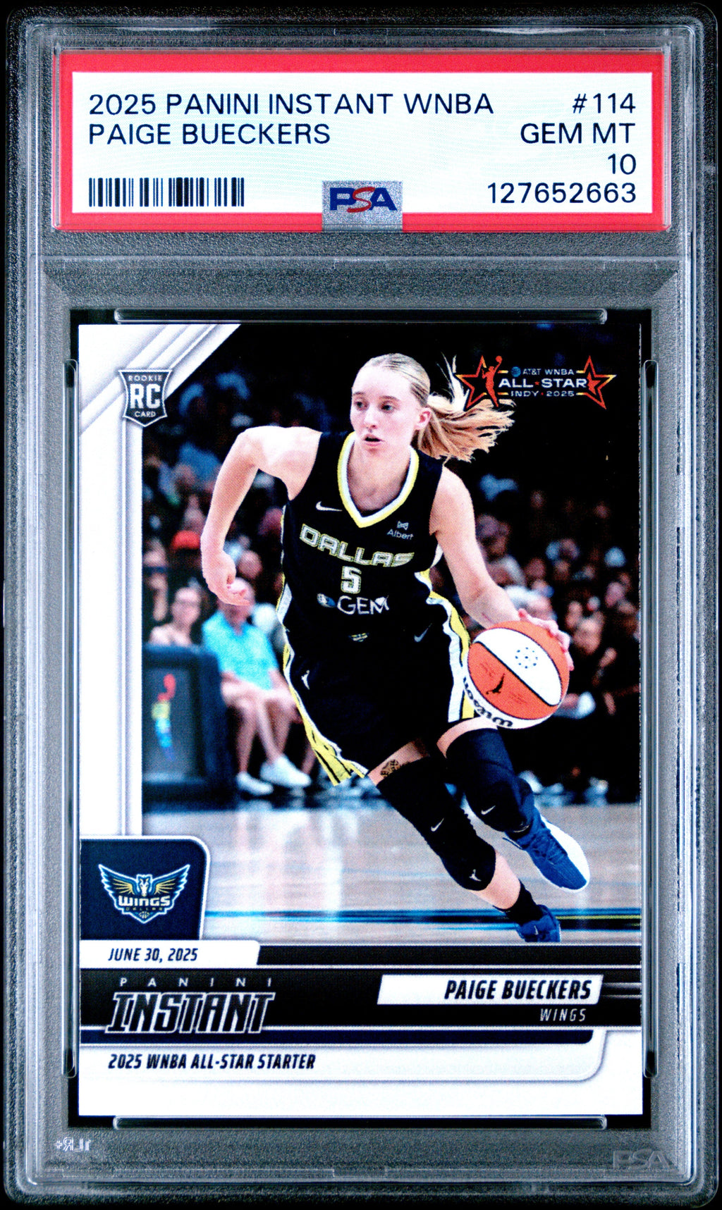 Graded 2025 Panini Instant WNBA Paige Bueckers #114 Rookie RC Basketball Card PSA 10 Gem Mint