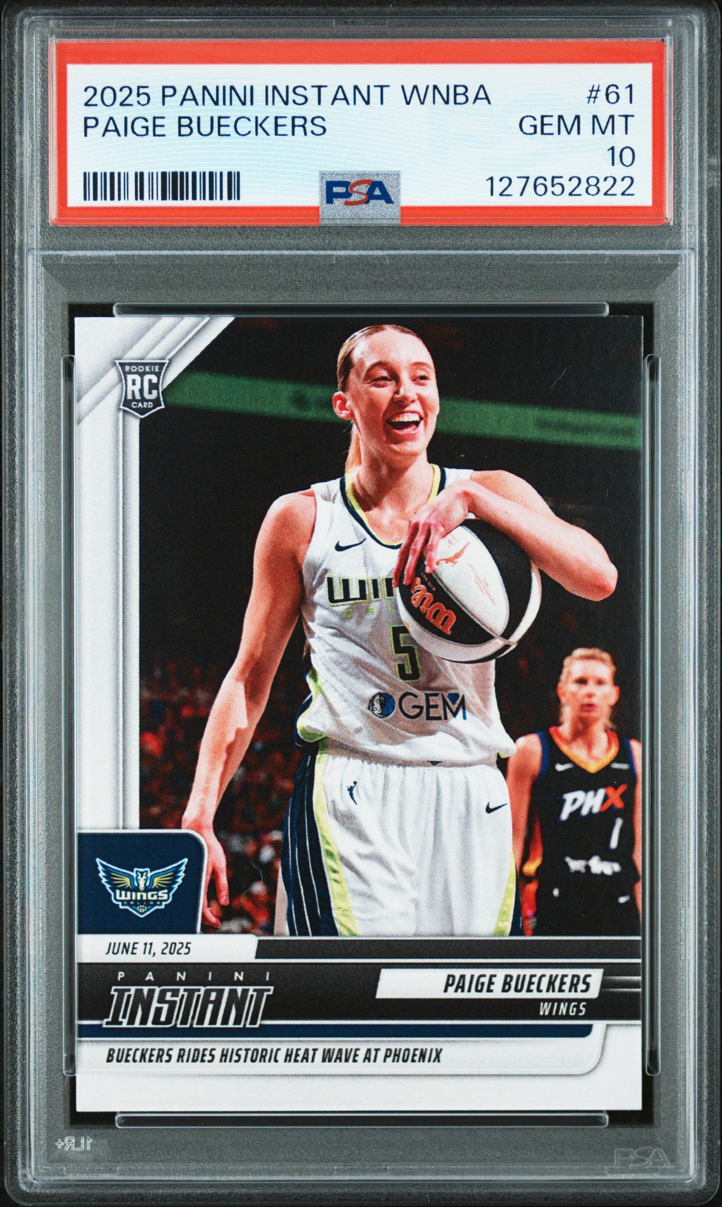 Graded 2025 Panini Instant WNBA Paige Bueckers #61 Rookie RC Basketball Card PSA 10 Gem Mint