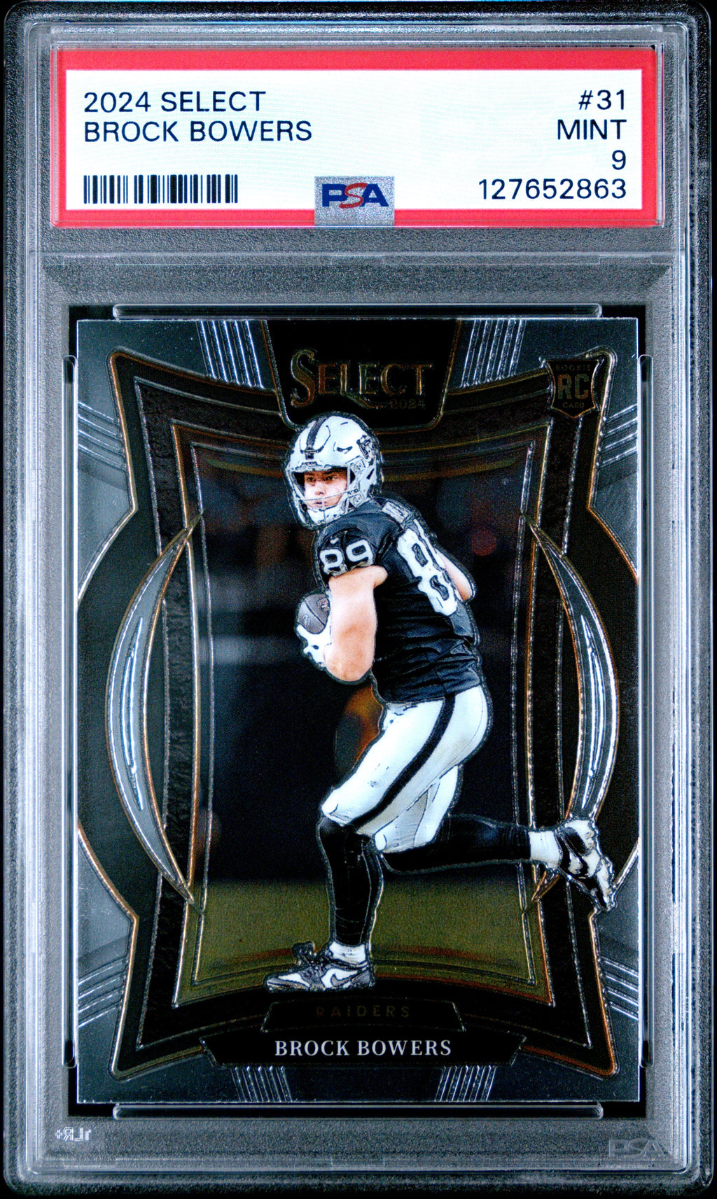 Graded 2024 Panini Select Brock Bowers #31 Rookie RC Football Card PSA 9 Mint