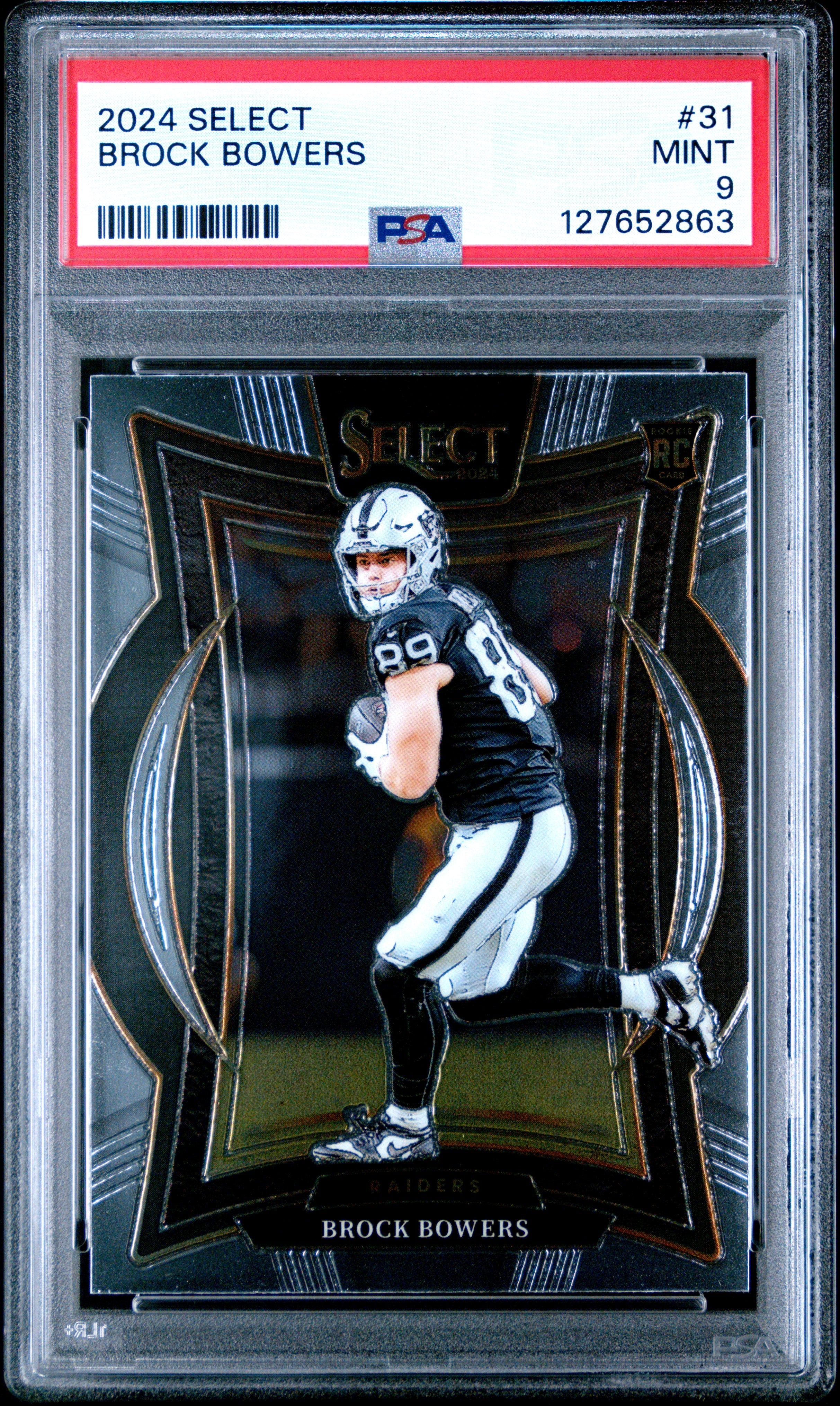 Graded 2024 Panini Select Brock Bowers #31 Rookie RC Football Card PSA 9 Mint