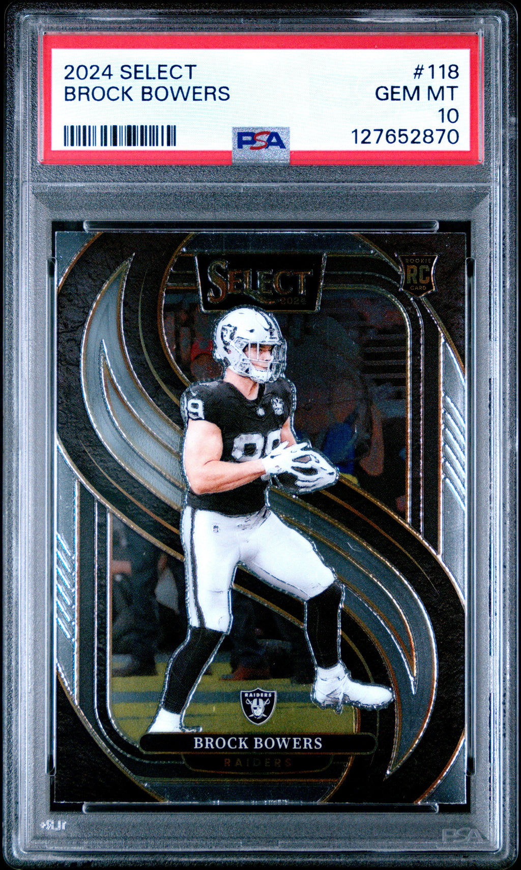 Graded 2024 Panini Select Brock Bowers #118 Rookie RC Football Card PSA 10 Gem Mint