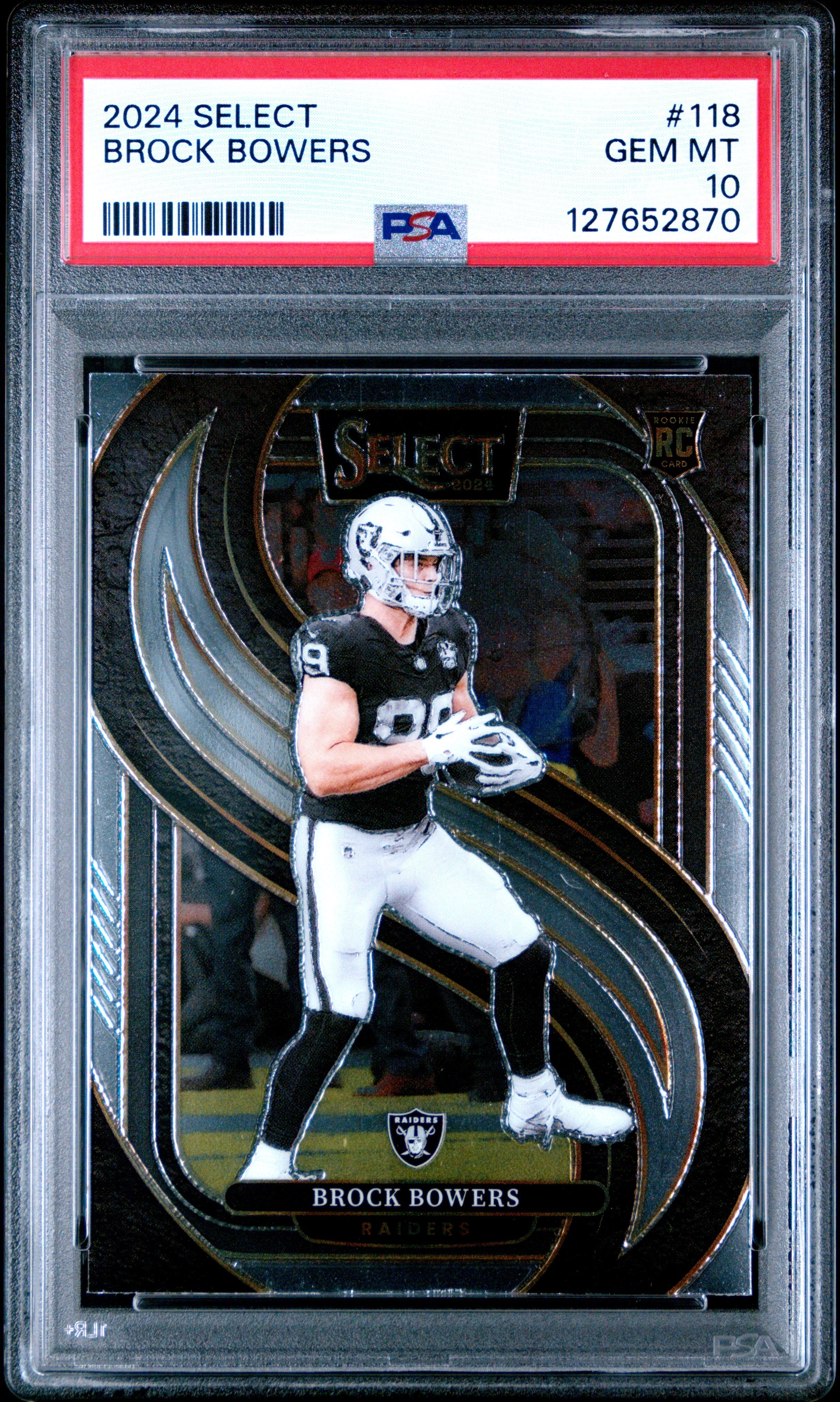 Graded 2024 Panini Select Brock Bowers #118 Rookie RC Football Card PSA 10 Gem Mint