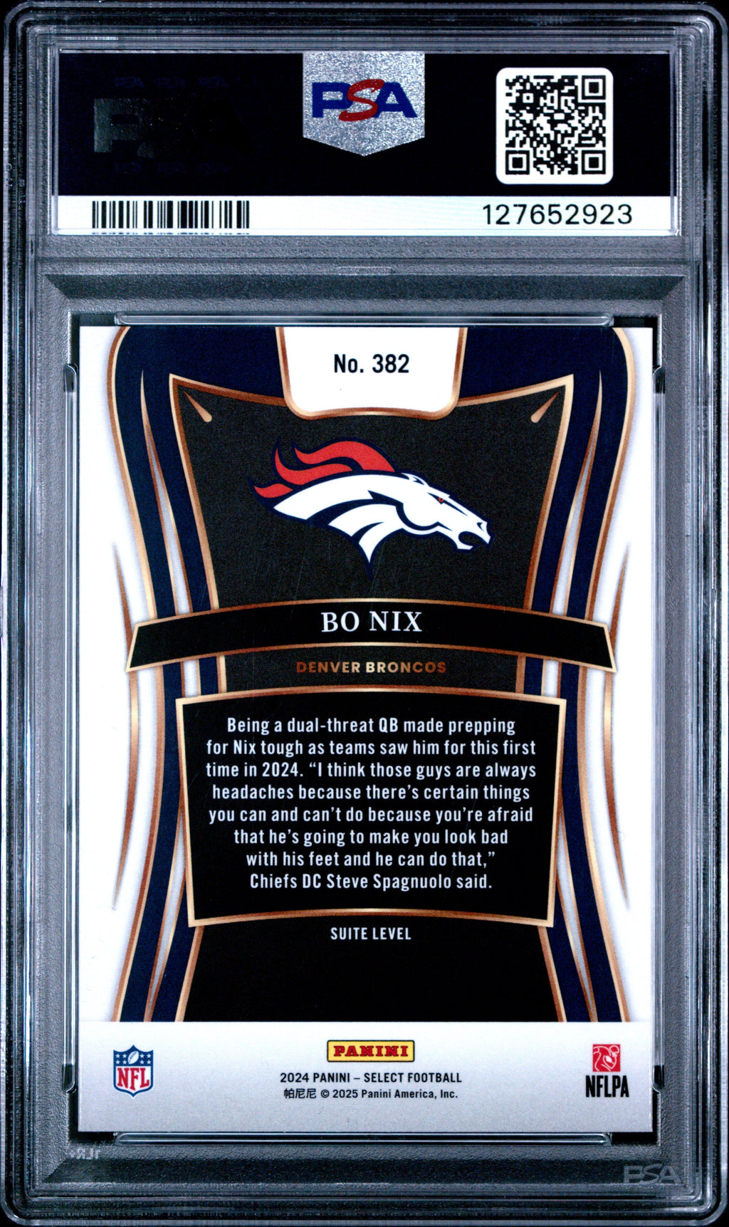Graded 2024 Panini Select Bo Nix #382 Rookie RC Football Card PSA 10 Gem Mint