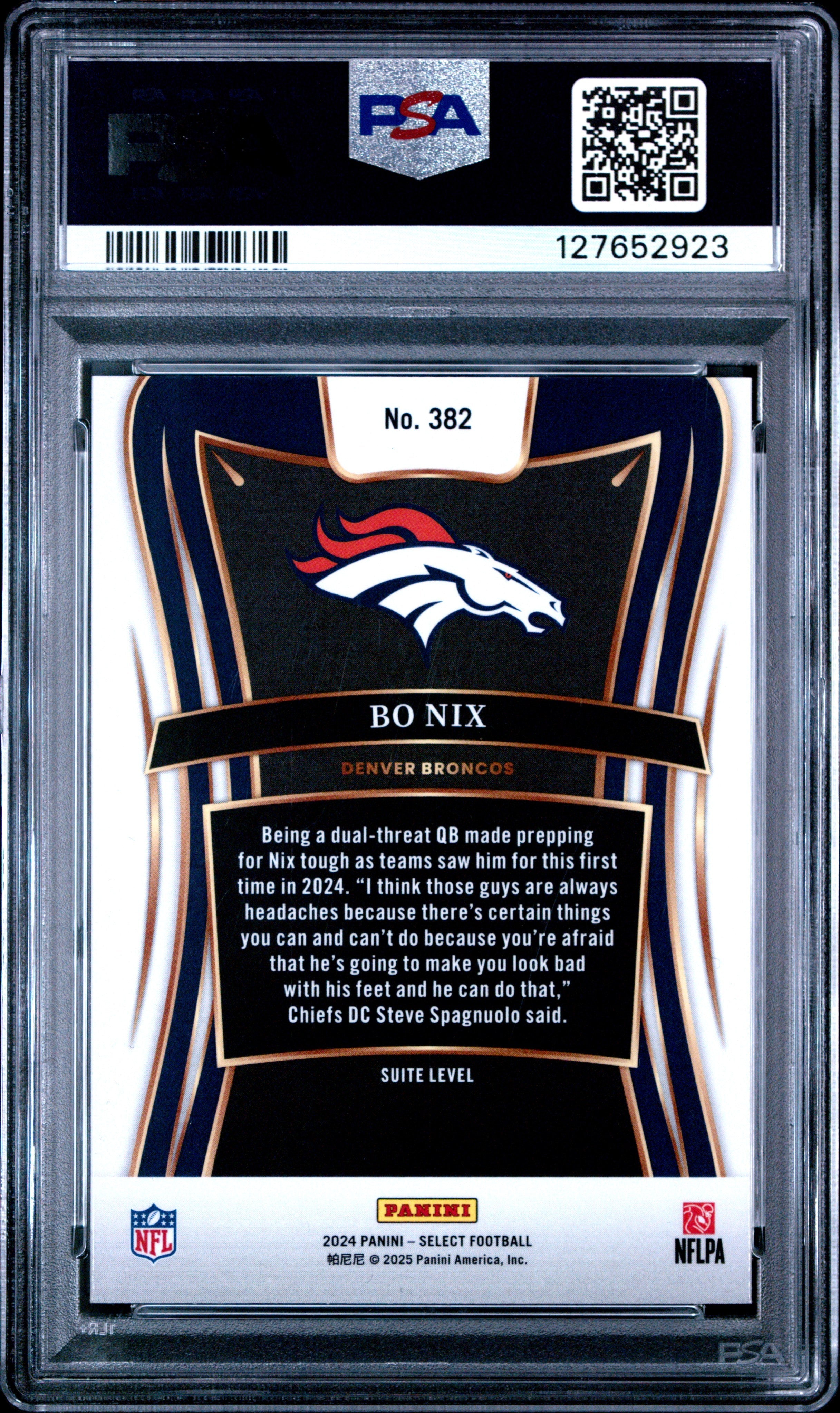 Graded 2024 Panini Select Bo Nix #382 Rookie RC Football Card PSA 10 Gem Mint