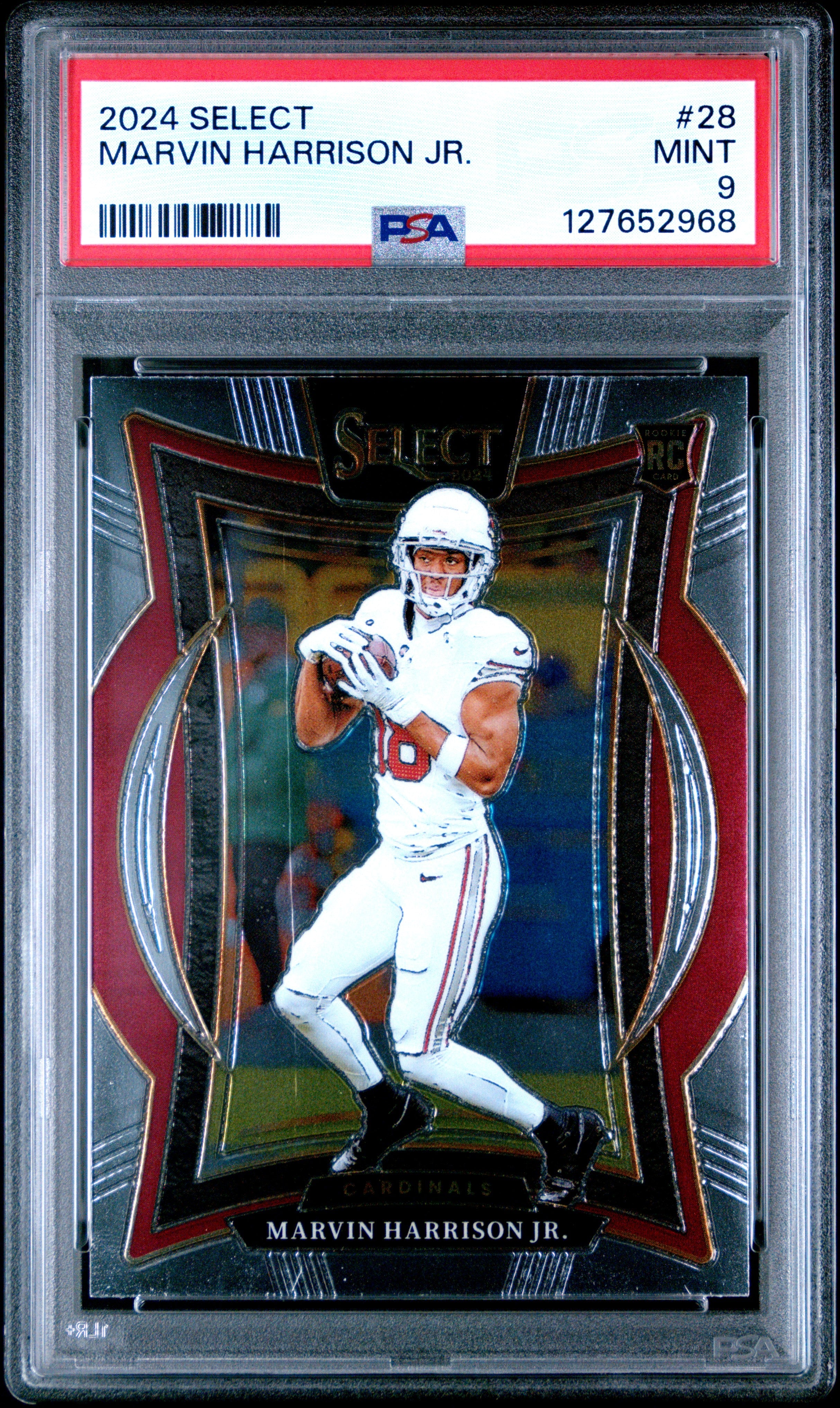 Graded 2024 Panini Select Marvin Harrison Jr. #28 Rookie RC Football Card PSA 9 Mint