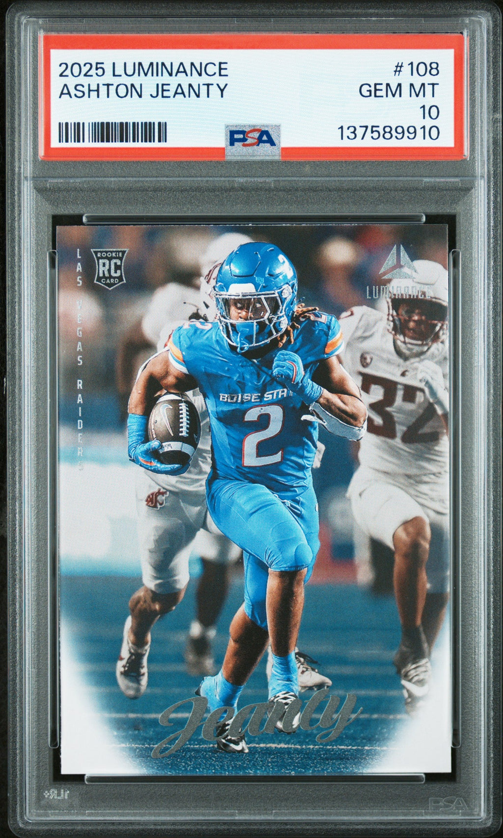 Graded 2025 Panini Luminance Ashton Jeanty #108 Rookie RC Football Card PSA 10 Gem Mint