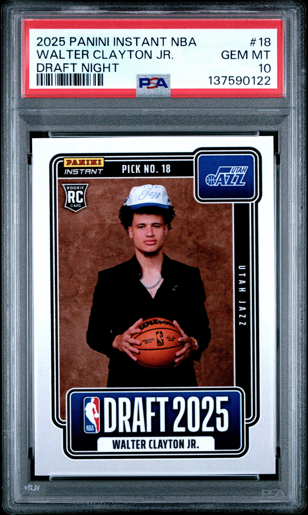 Graded 2025 Panini Instant Walter Clayton Jr. #18 Draft Night Rookie RC Basketball Card PSA 10 Gem Mint