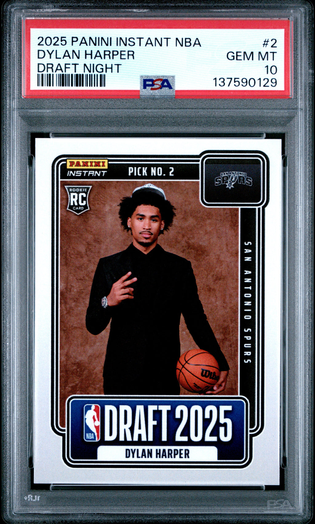 Graded 2025 Panini Instant Dylan Harper #2 Draft Night Rookie RC Basketball Card PSA 10 Gem Mint