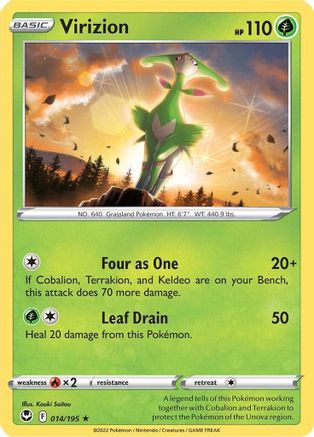 Virizion 014/195 - SWSH12 Silver Tempest Reverse Holofoil