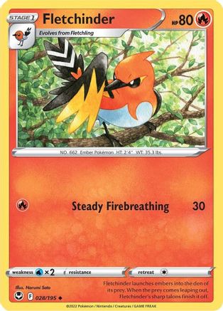 Fletchinder 028/195 - SWSH12 Silver Tempest Reverse Holofoil