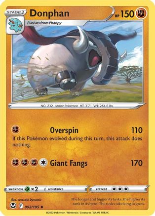 Donphan 092/195 - SWSH12 Silver Tempest Reverse Holofoil