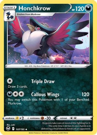 Honchkrow 107/195 - SWSH12 Silver Tempest Reverse Holofoil