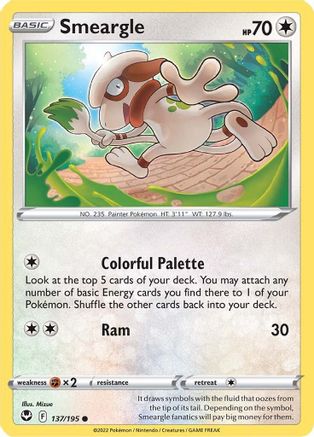 Smeargle 137/195 - SWSH12 Silver Tempest Reverse Holofoil