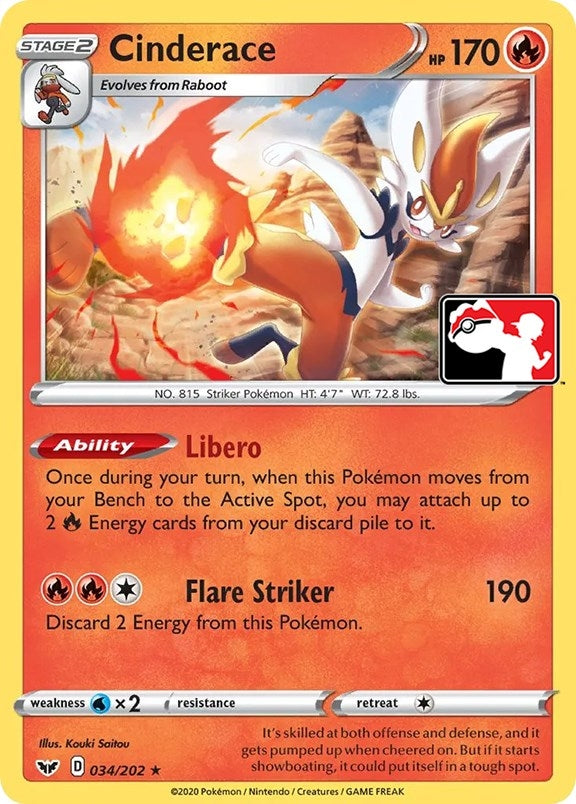 Cinderace (034/202) (Prize Pack Series Cards)