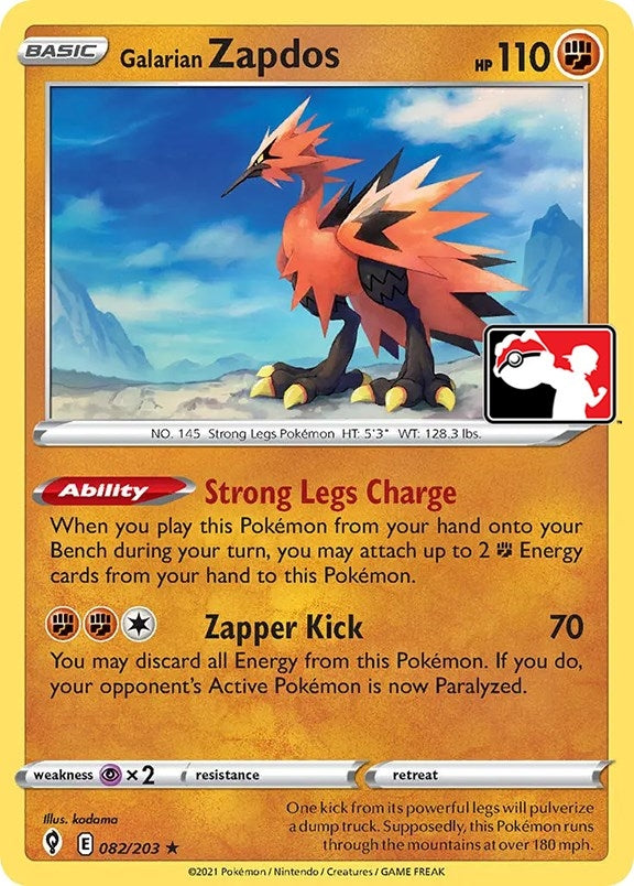 Galarian Zapdos (082/203) (Prize Pack Series Cards)