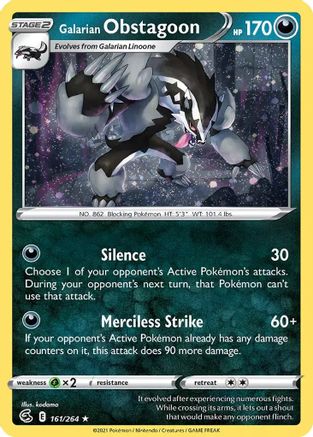 Galarian Obstagoon (Cosmos Holo) 161/264 - Miscellaneous Cards & Products Holofoil