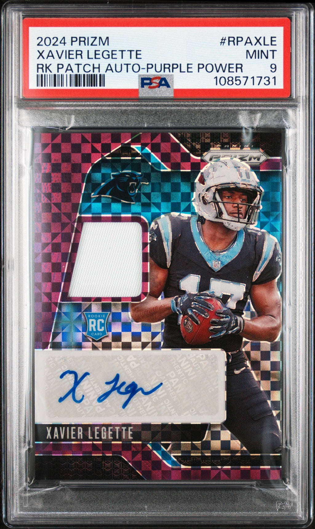 Xavier Legette - 2024 Panini Prizm Rookie Patch Auto - Purple Power /49 - Rookie