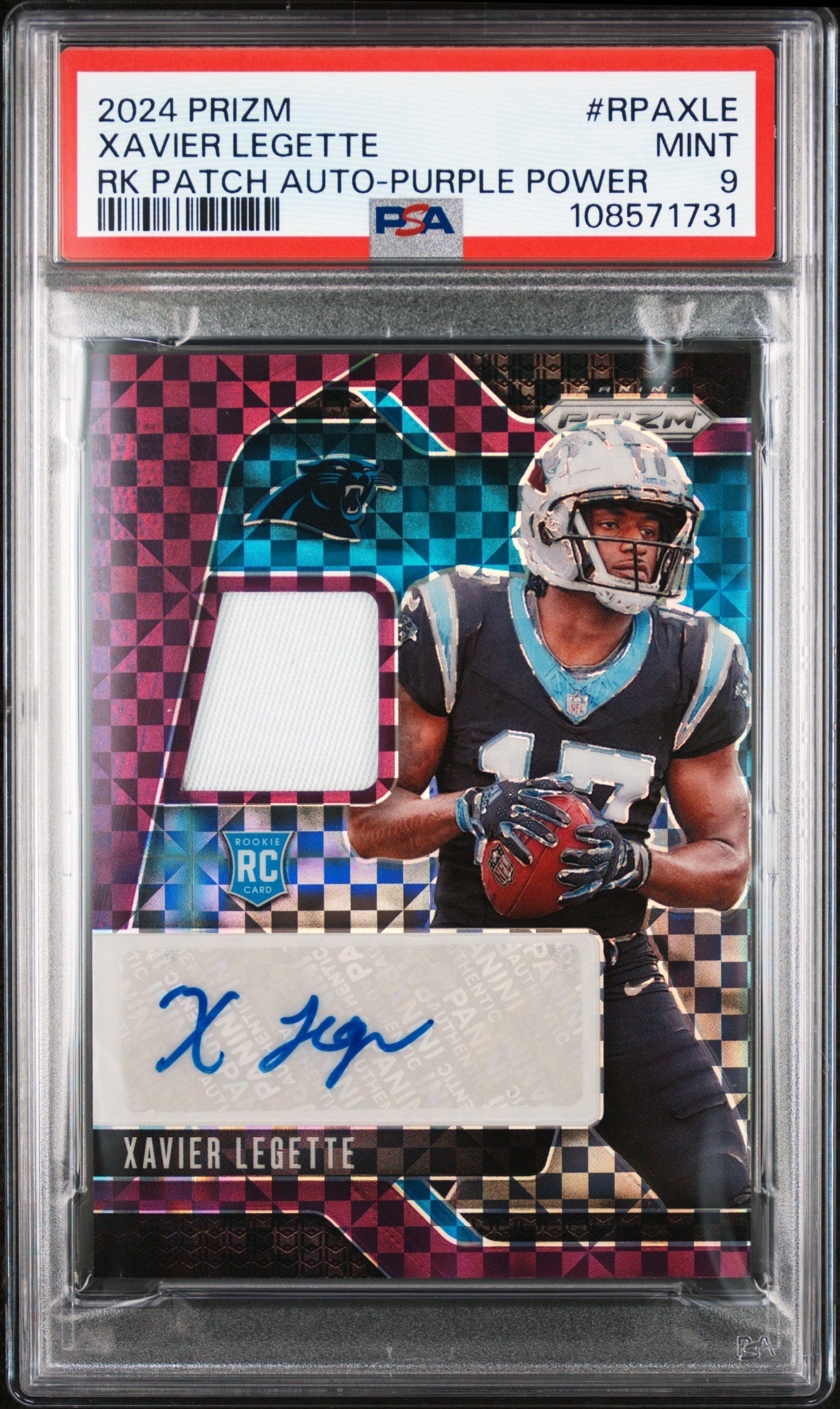 Xavier Legette - 2024 Panini Prizm Rookie Patch Auto - Purple Power /49 - Rookie