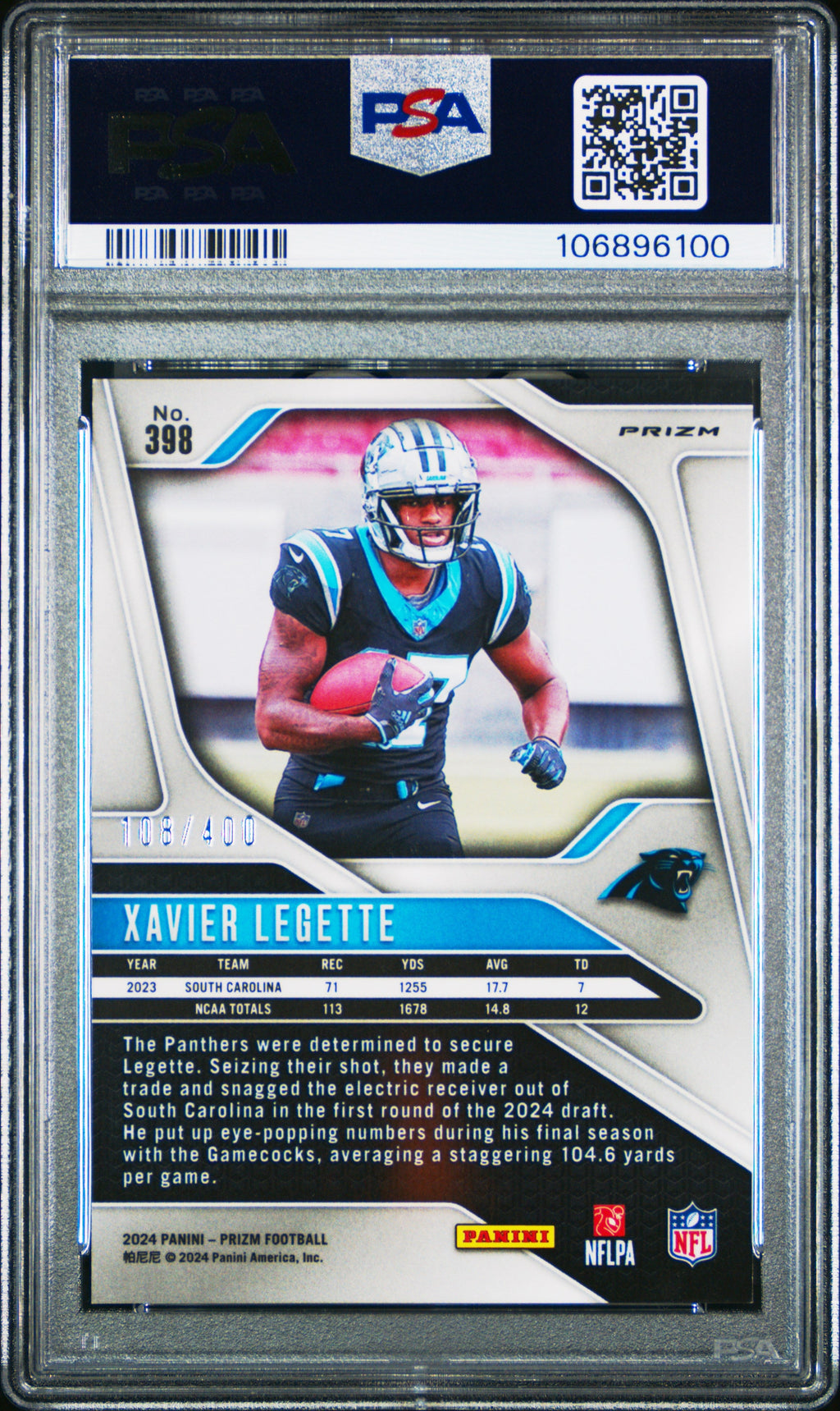 2024 Panini Prizm #398 Xavier Legette Pandora PSA 9