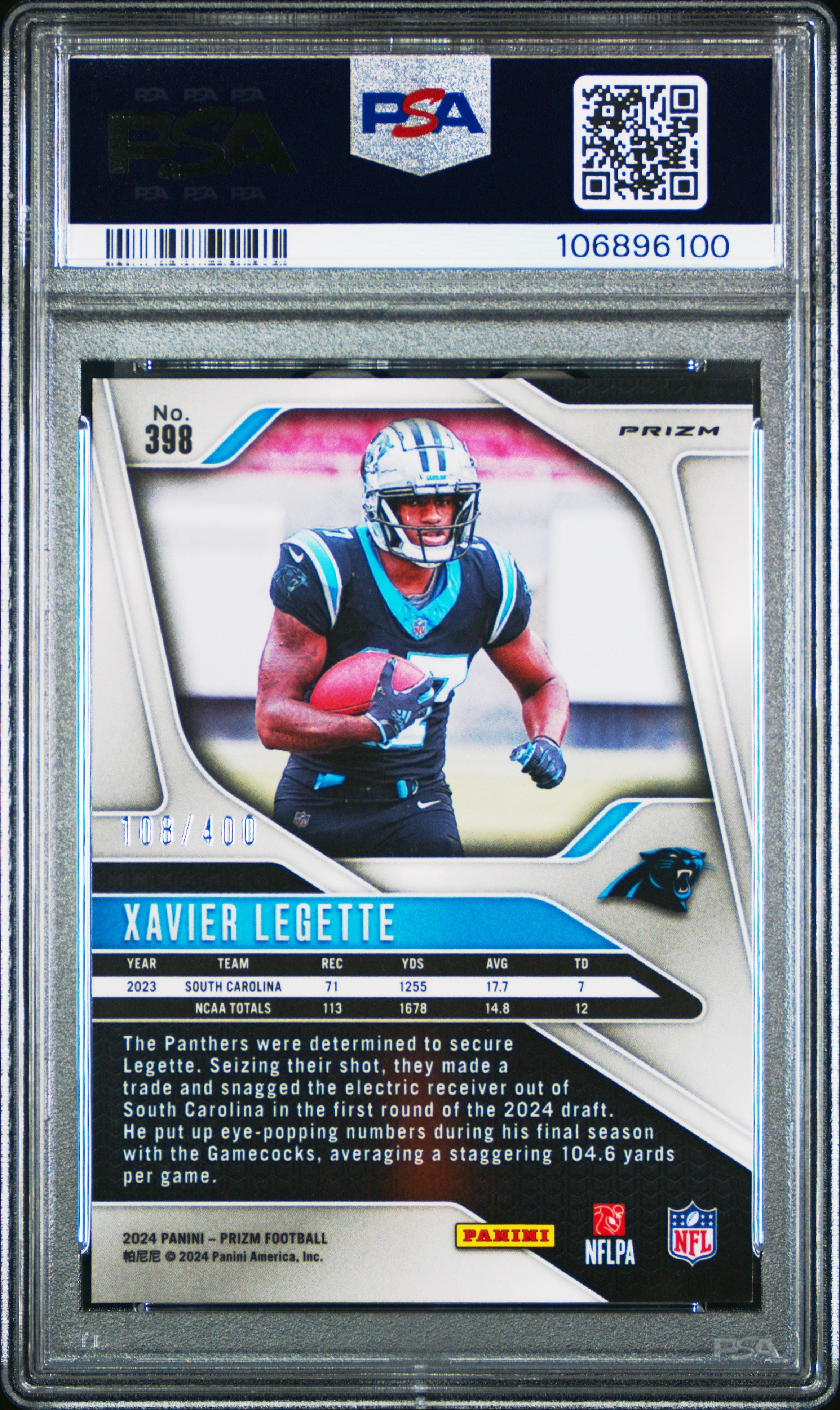 2024 Panini Prizm #398 Xavier Legette Pandora PSA 9