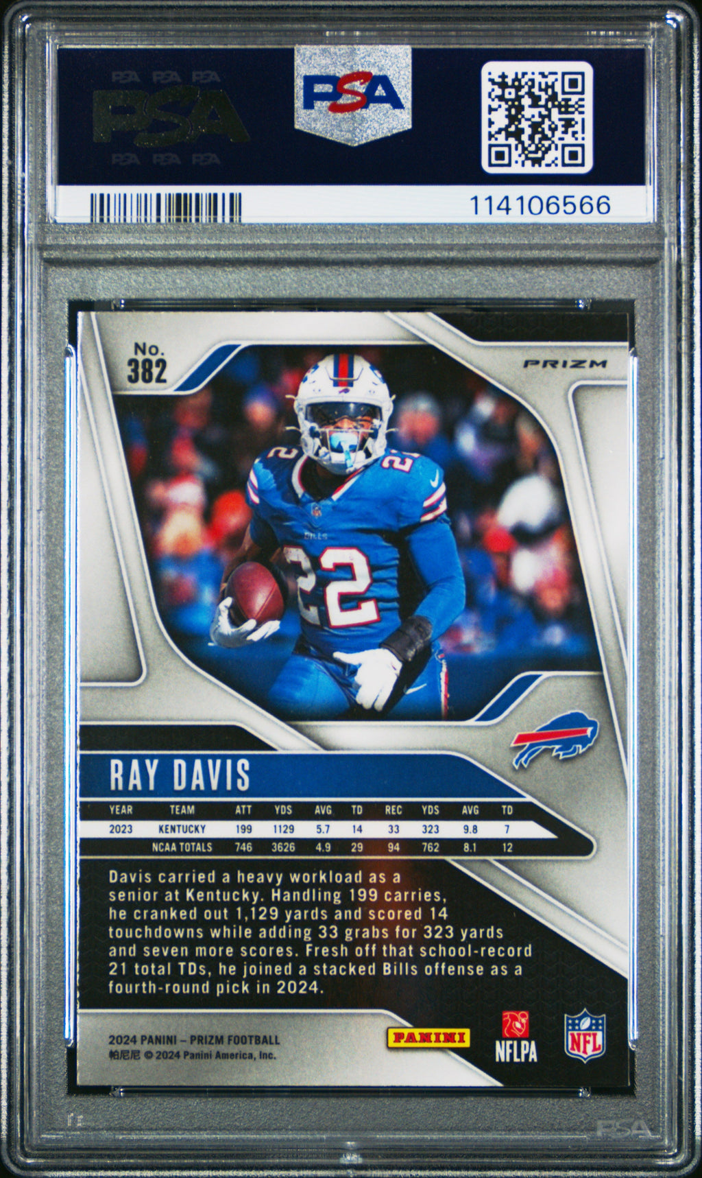 2024 Panini Prizm #382 Ray Davis Silver Prizm PSA 7