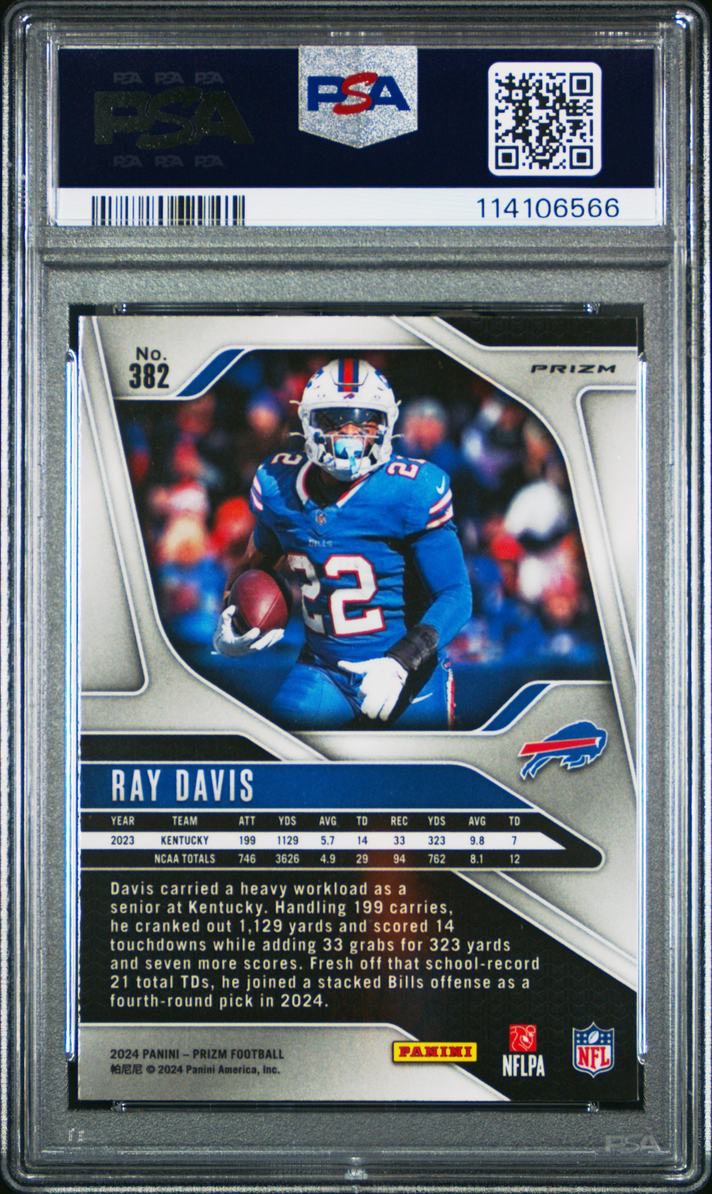 2024 Panini Prizm #382 Ray Davis Silver Prizm PSA 7