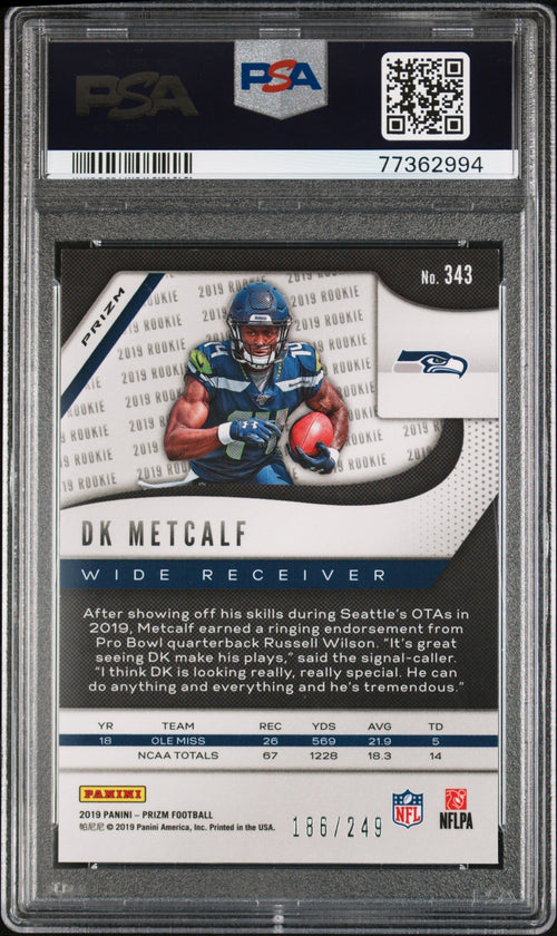 2019 Panini Prizm #343 Dk Metcalf Orange Prizm PSA 9