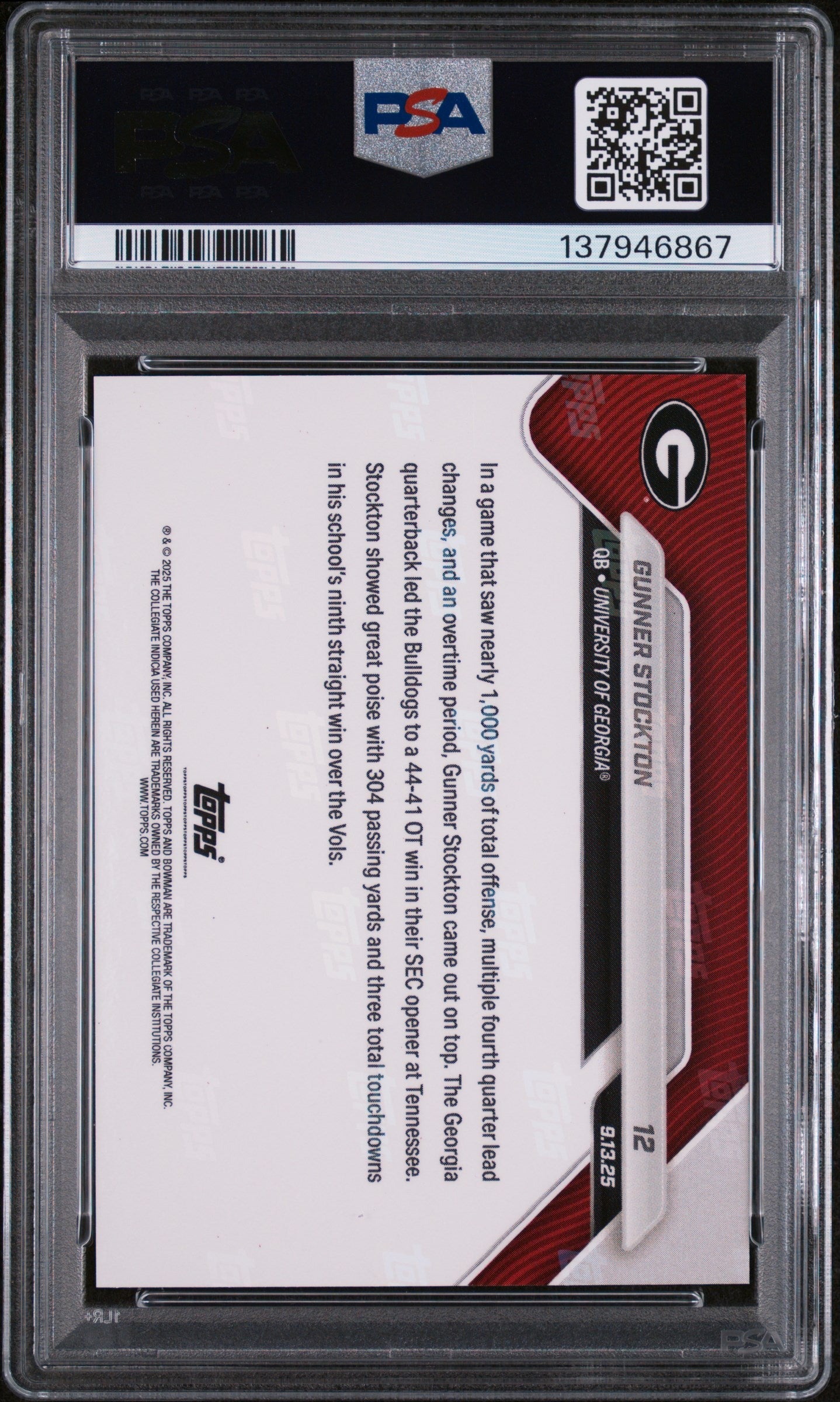 Graded 2025 Topps Bowman U Now Gunner Stockton #12 Rookie RC Football Card PSA 9 Mint