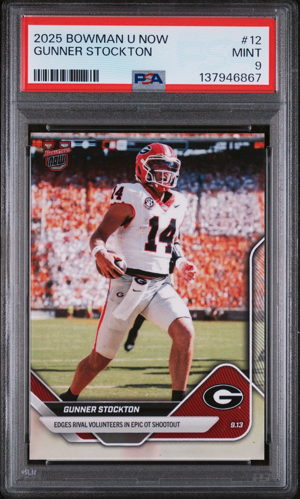 Graded 2025 Topps Bowman U Now Gunner Stockton #12 Rookie RC Football Card PSA 9 Mint